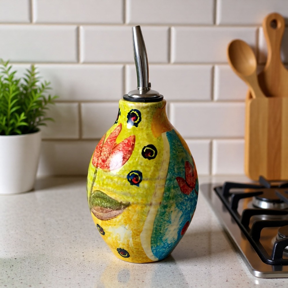 Vintage MC Ceramiche De Favolose Terracotta Cruet Italy‎ Hand Painted